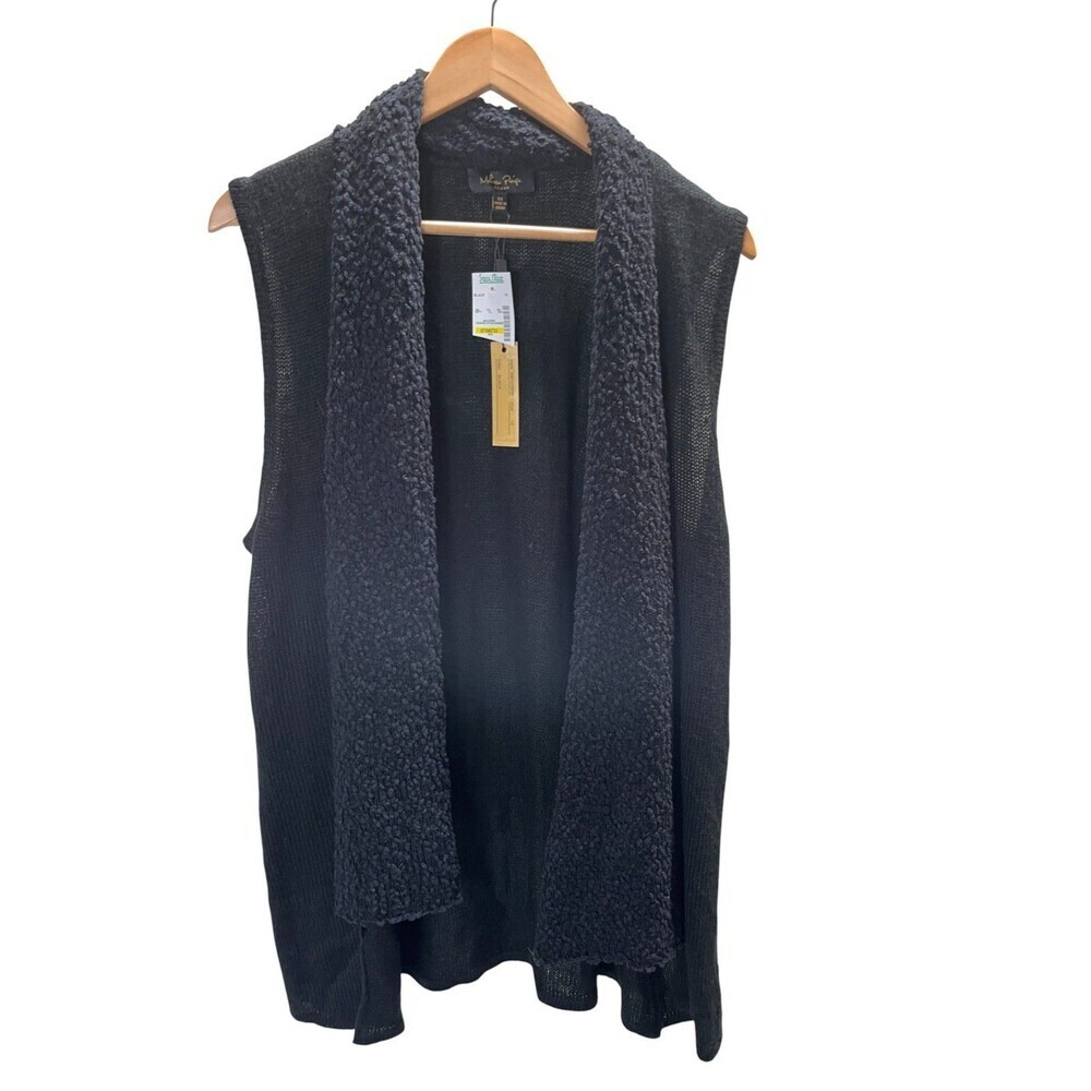 Melissa Paige Cardigan Women's Size 1X Black Sleeveless Sweater